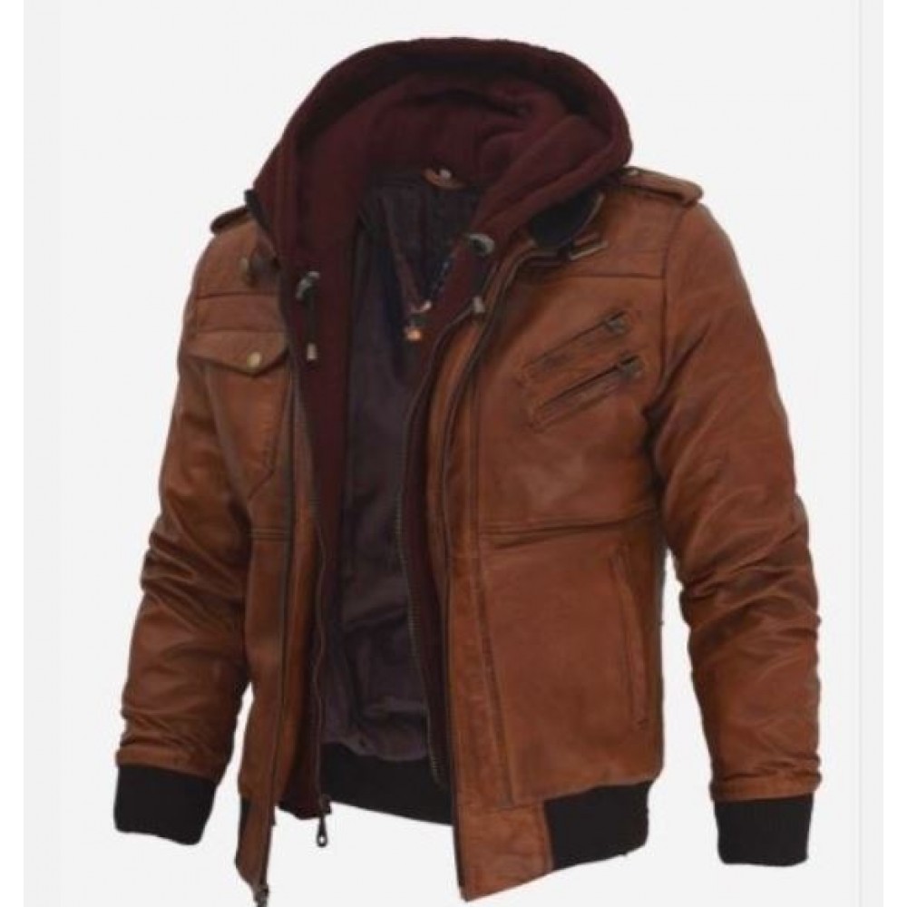 Edinburgh Mens Brown Leather Bomber Jacket